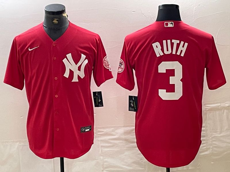Men New York Yankees #3 Ruth Red joint name Nike 2024 MLB Jersey style 1